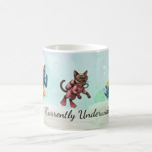 Taza De Café Buzo de gato siamés – Acuarela divertida del océan