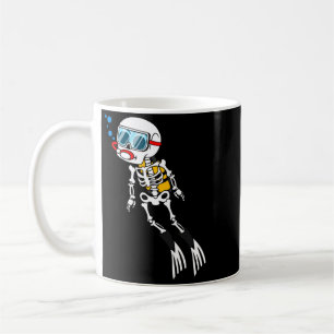 Taza De Café Buzo Esqueleto Halloween Buceo Subacuático
