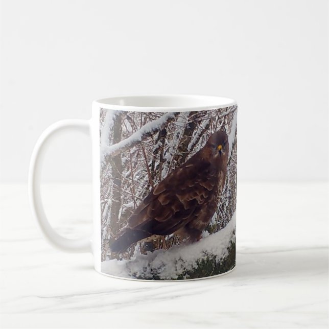Taza De Café Buzzard en Snowy Branch Mug (Izquierda)