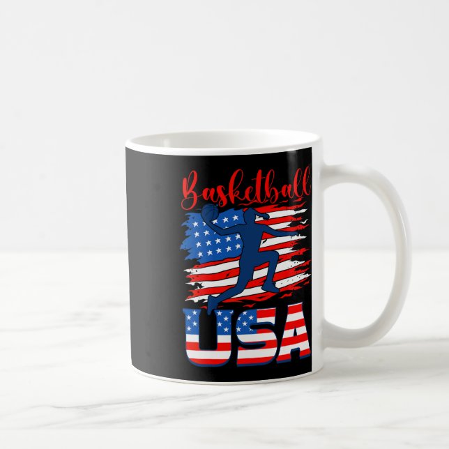 Taza De Café Bysketbyll Jugador Estadounidense Bandera Independ (Derecha)
