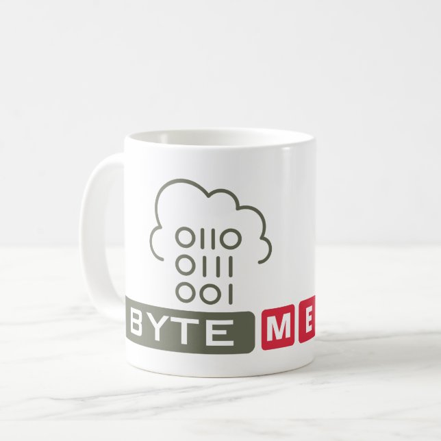 TAZA DE CAFÉ BYTE ME - NERD DE PROGRAMACIÓN (Anverso izquierdo)