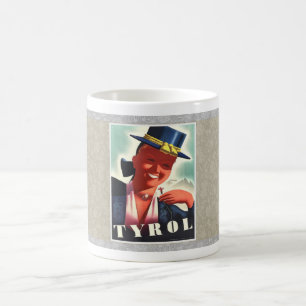 Taza De Café c1940 CARTEL DE VIAJES DE AUSTRIA / TIROL MCM