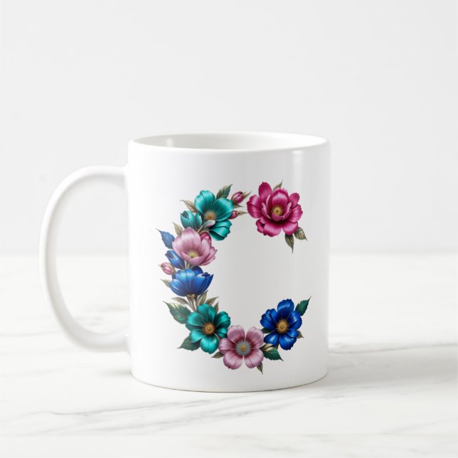 Taza De Café C Coffee Mug - Diseño floral para regalo (Izquierda)