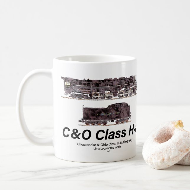 Taza De Café C&O Class H-8 Allegheny Steam Locomotive Profile (Con donut)