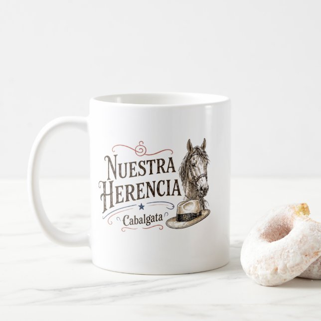 Taza De Café Cabalgata Puerto Rico Nuestra Herencia (Con donut)