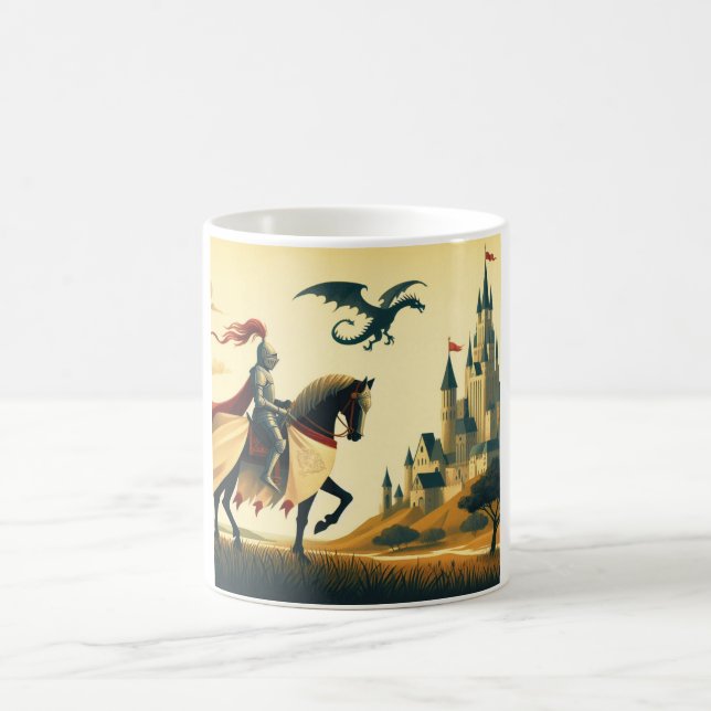 Taza De Café Caballero medieval/dragón/fantasía de castillo (Centro)