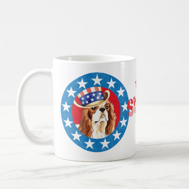 Taza De Café Caballero Patriótico Rey Charles Spaniel (Izquierda)