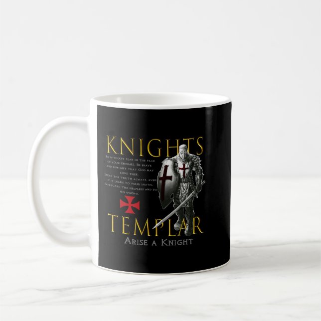 Taza De Café Caballeros Templarios juran camiseta por Dios (Izquierda)