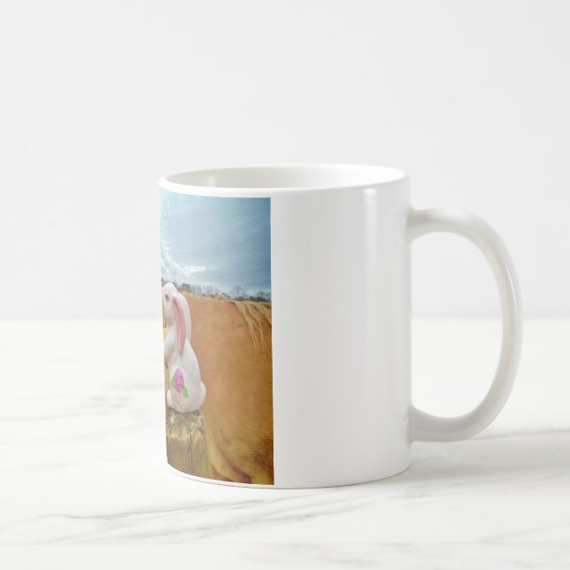 Taza De Café Caballo amarillo, conejo de primavera (Derecha)