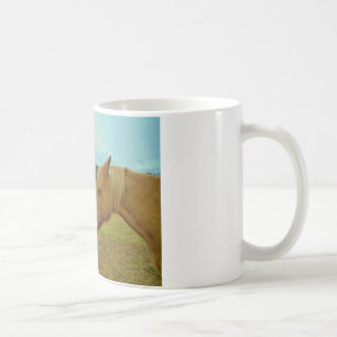 Taza De Café Caballo amarillo rubio y conejo de Pascua