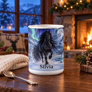 Taza De Café Caballo Andaluz Negro Personalizado