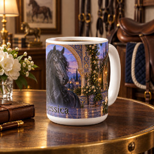 Taza De Café Caballo Andaluz Negro Personalizado Zafiro