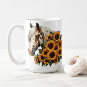 Taza De Café Caballo Appaloosa con girasoles