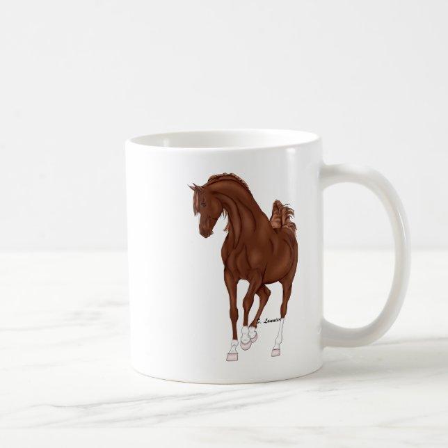 Taza De Café Caballo árabe castaño que piafa (Derecha)