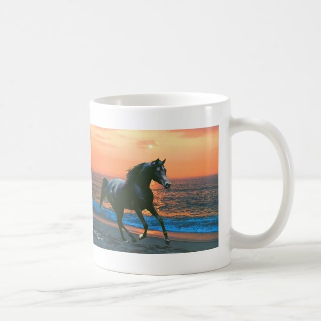 Taza De Café Caballo árabe negro Mug (Derecha)
