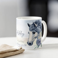 Caballo azul gris con flores nombre personalizado