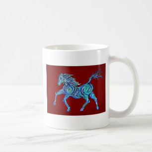 Taza De Café Caballo azul pintado