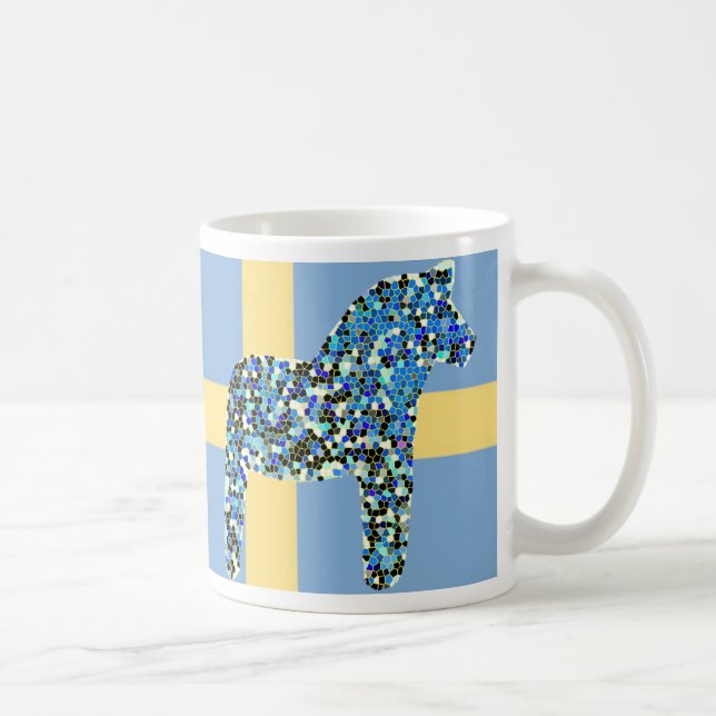 Taza De Café Caballo azul sueco de Dala del mosaico (Derecha)