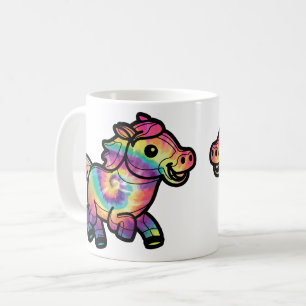 Taza De Café Caballo Bebé Perro Corriendo Salvaje con Tie Dye