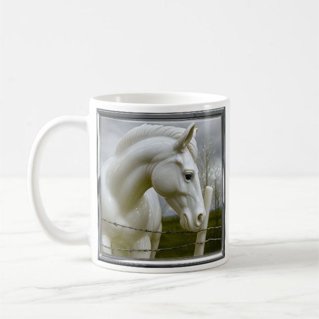 Taza De Café Caballo blanco elegante (Izquierda)