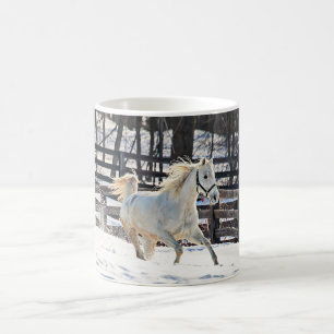 Taza De Café Caballo blanco galopante