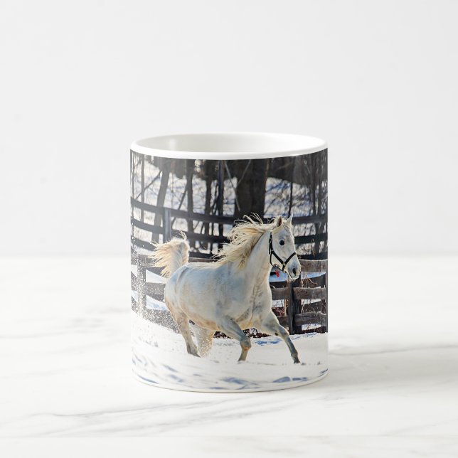 Taza De Café Caballo blanco galopante (Centro)