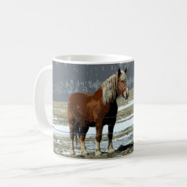 Taza De Café Caballo Borrador Belga En El Café Paddock