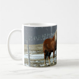 Taza De Café Caballo Borrador Belga En El Café Paddock