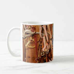 Taza De Café Caballo colorido, tack, animales, granero, azul, b