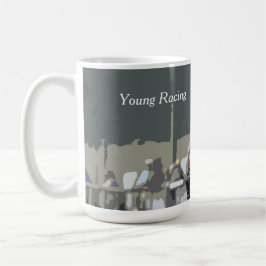 Taza De Café Caballo Con Jockey En Café Azul Mug