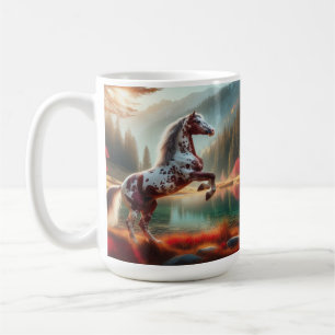 Taza De Café Caballo criado junto al lago Tranquil