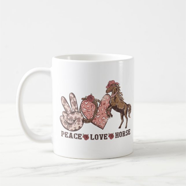 Taza De Café Caballo de amor de paz (Izquierda)
