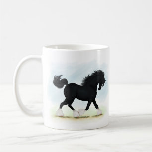 Taza De Café Caballo de camisa negra con fuego y medias