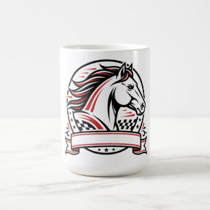 Taza De Café Caballo de Carreras con Acentos Rojos