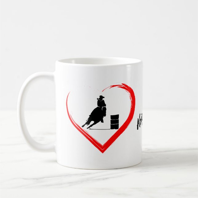 Taza De Café Caballo de Carreras de barril de silueta personali (Izquierda)