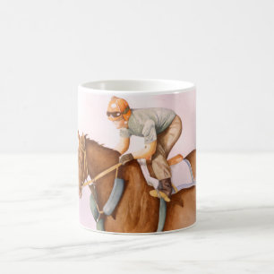 Taza De Café Caballo de carreras y jockey