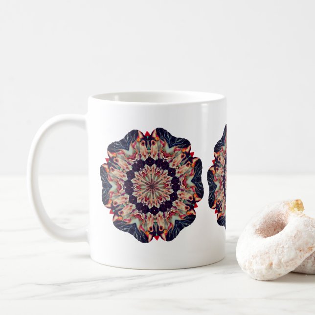Taza De Café Caballo de carrusel Resumen Arte Kaleidoscope (Con donut)