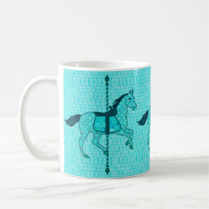 Taza De Café Caballo de Carrusel - Turquesa y Aqua