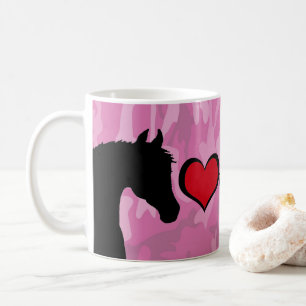 Taza De Café Caballo de Corazón (camo rosa)