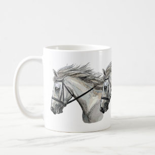 Taza De Café Caballo de dibujo a mano con una brida
