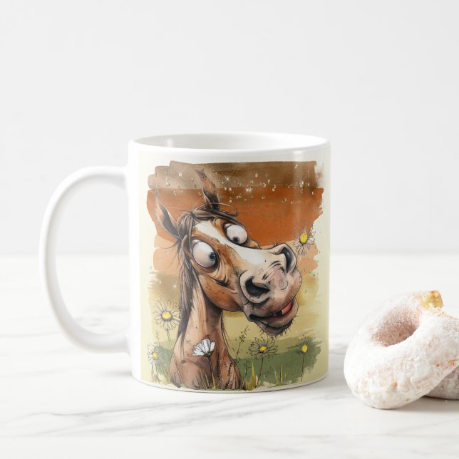 Taza De Café Caballo de Dibujos Animados (Con donut)