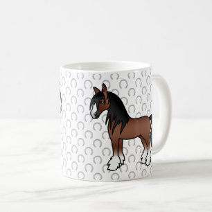 Taza De Café Caballo de Dibujos Animados Brown Gypsy Vanner Cly