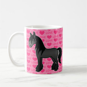 Taza De Café Caballo De Dibujos Animados Negro Gypsy Vanner Shi
