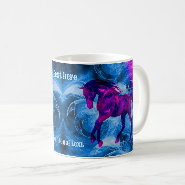 Taza De Café Caballo de Fantasía Fractal Swirling Personalizado (Anverso derecho)