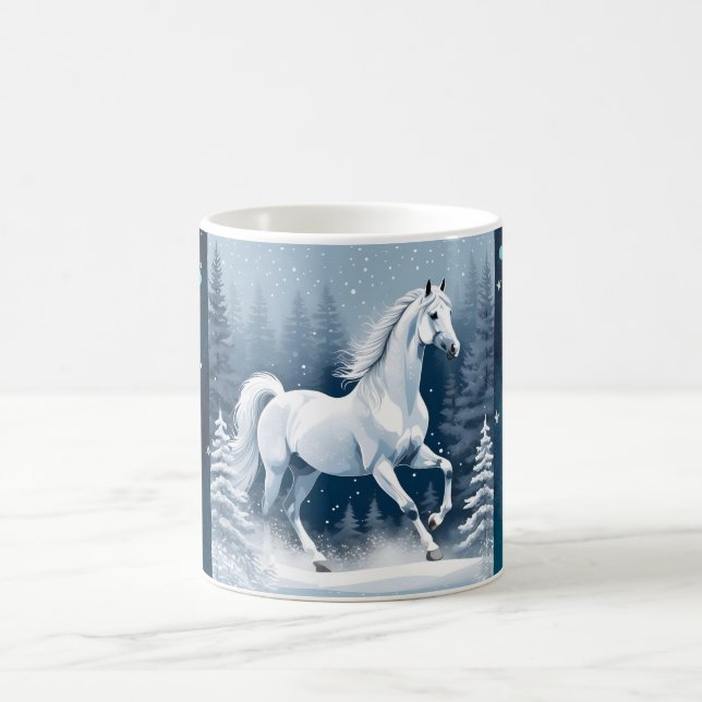 Taza De Café Caballo de invierno blanco mágico (Centro)