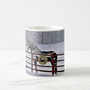 Taza De Café Caballo de invierno en vacaciones de nieve