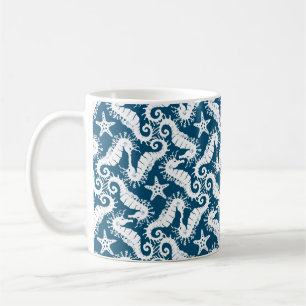 Taza De Café Caballo de mar y pez estrella de mar - Patrón mari
