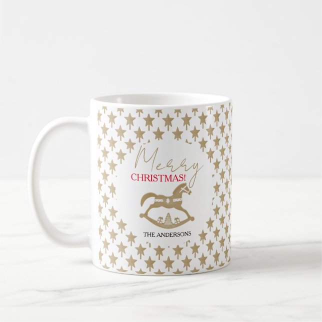 Taza De Café Caballo de Navidad de Madera Mecedora (Izquierda)