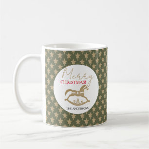 Taza De Café Caballo de Navidad de Madera Mecedora