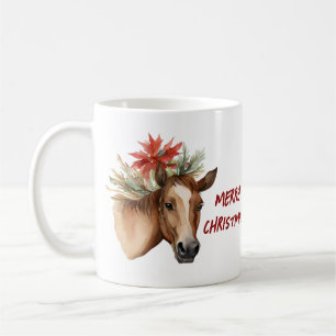Taza De Café Caballo de Navidades de acuarela